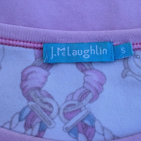 J. McLaughlin pastel t-shirt with swirling ribbon print - size S - Picture 2 of 4